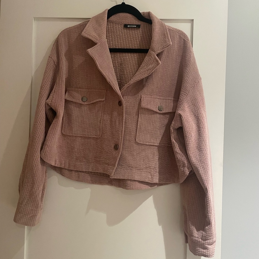 Cropped Corduroy Jacket, Pink